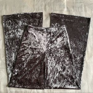 Zara Wide Leg Silver Crushed Velvet Trousers